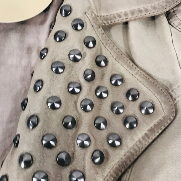 Black Sheep Women’s Studded Jacket Moto Style Tan - Picture 6 of 8